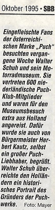 Oostenrijks krantenartikeltje uit oktober 1995.